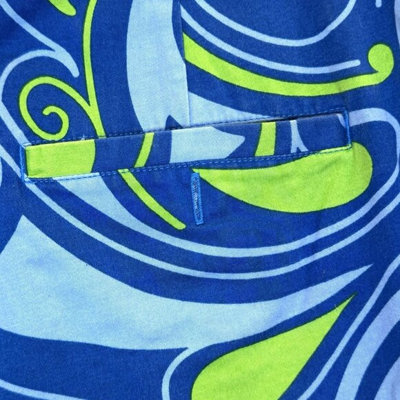 Loudmouth Golf Shorts Mens Size 38 Flat Front Chino Blue Geometric Print 11" - Picture 3 of 4